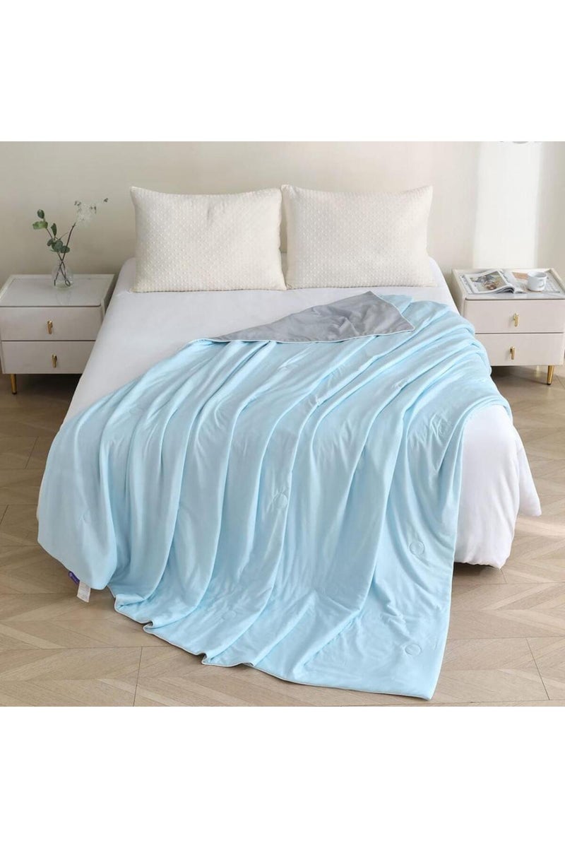 Melen Cold Blanket with Amazing and Durable Cooling Technology - Double Size - Sky Blue - Gray - Image 2